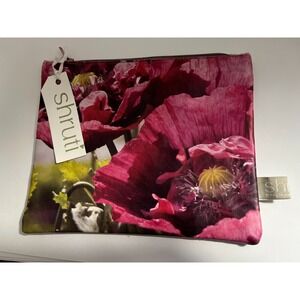 NWT Shruti UK Make-up Bag 6"x7.5" Flower Photo Zipper Cosmetics cloth linen
